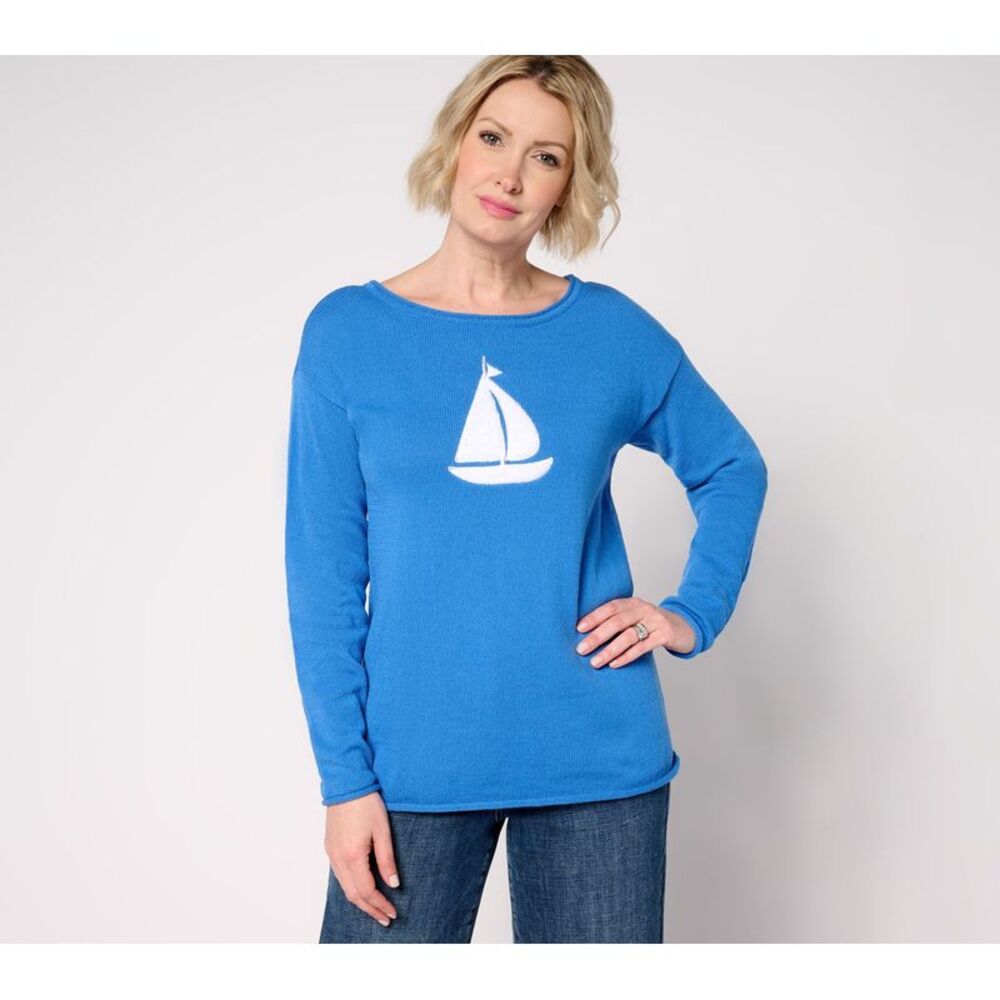 Wacoal Women's Top Sweater Sz XL Harbor Island Blue A685881